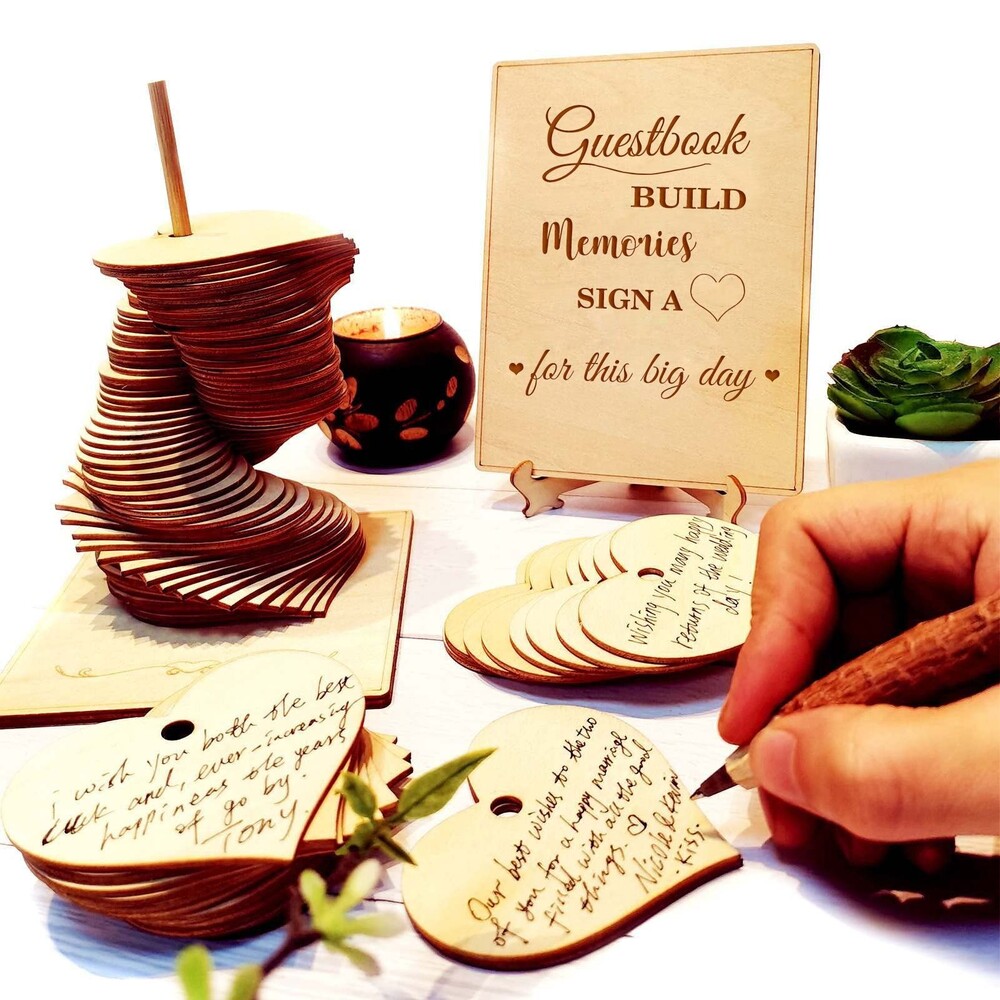 Wedding Guest Book Alternative Sign 72 Wood Hearts Guest Book Wedding Reception,